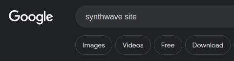 Screenshot of a google search 'synthwave site'