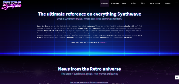 Screenshot of retro-synthwave.com