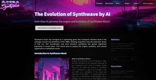 Screenshot of retro-synthwave.com